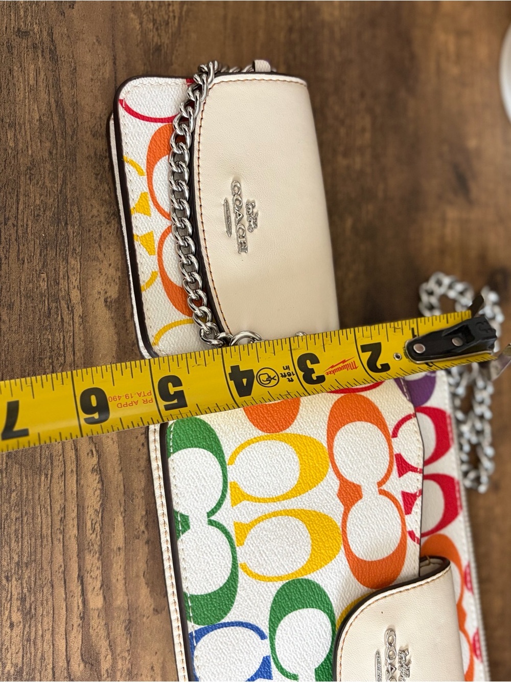 Coach poppy Rainbow Signature Canvas Crossbody Wallet - White Trim - Picture 3 of 6